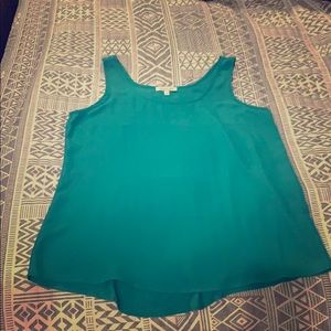 Green tank top silky shirt